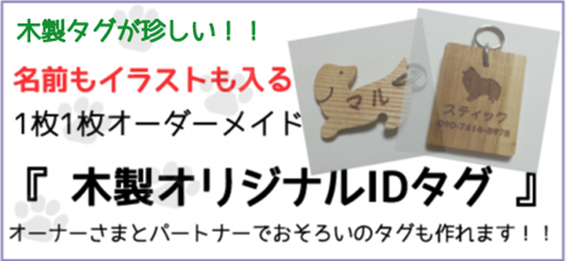 犬のプレミアムフードの通販DOG LIFE PLUS が販売する、木製IDタグについてのご紹介です