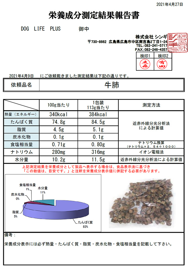 牛肺キューブ検索結果